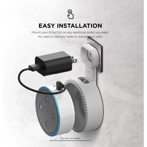 elago Outlet Wall Mount Compatible with Echo Dot 2nd Generation Light Grey  Short Cable IncludedAll Around ProtectionSpecial CoatingSpace Savingelago Outlet Wall Mount Compatible with Echo Dot 2nd Generation Light Grey  Short Cable IncludedAll Around ProtectionSpecial CoatingSpace Saving