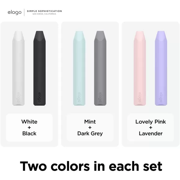 elago Pencil Grip 2 Pack Silicone Holder Sleeve Compatible with Apple Pencil 1st amp 2nd Generation and Apple Pencil USBC Compatible with Double Tap Black amp WhiteDark GreyGreen