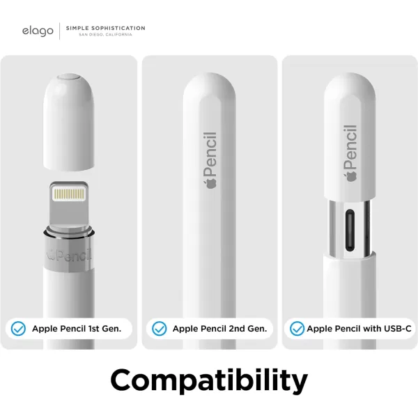 elago Pencil Grip 2 Pack Silicone Holder Sleeve Compatible with Apple Pencil 1st amp 2nd Generation and Apple Pencil USBC Compatible with Double Tap Black amp WhiteDark GreyGreen