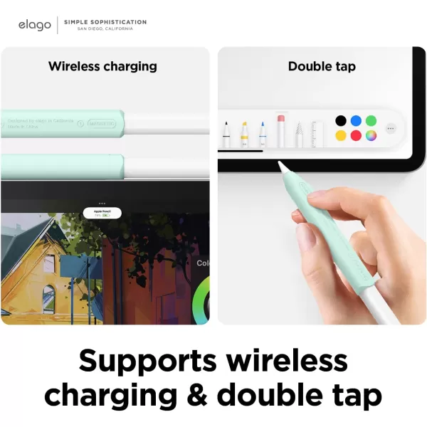 elago Pencil Grip 2 Pack Silicone Holder Sleeve Compatible with Apple Pencil 1st amp 2nd Generation and Apple Pencil USBC Compatible with Double Tap Black amp WhiteDark GreyGreen