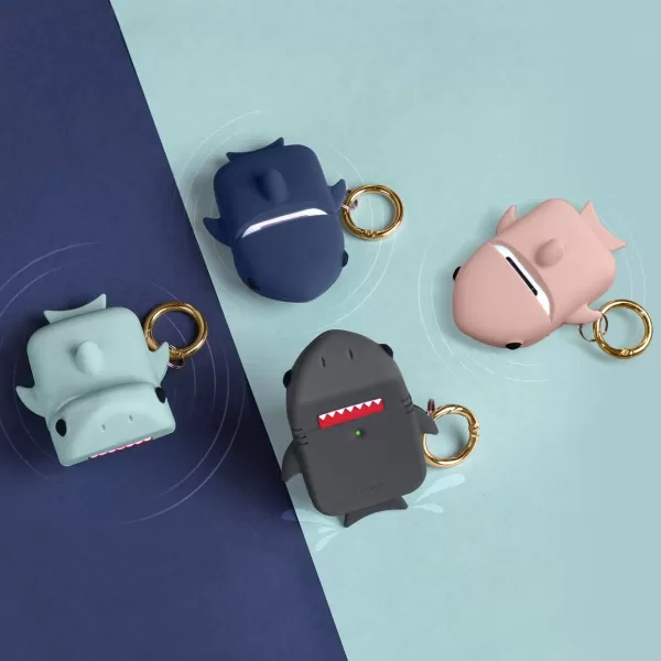 elago Shark AirPods Case Cover Compatible with Apple AirPods Case  Cute 3D Design AirPods Case Cover with Keychain for Apple AirPods 2 1 Baby MintJean Indigo