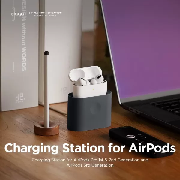 elago Stand Charging Dock Compatible with AirPods Pro 1st amp 2nd Generation AirPods 3rd Generation Durable Silicone Compatible with Authentic Apple Cables ONLY USBC to Lightning Cable BlackDark Grey