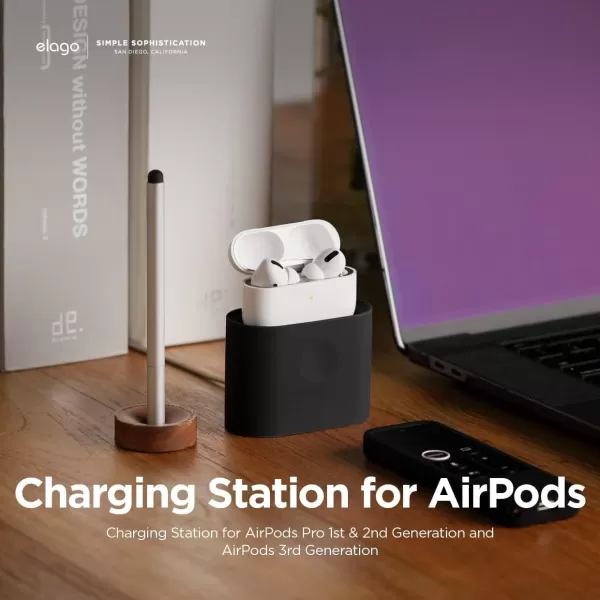 elago Stand Charging Dock Compatible with AirPods Pro 1st amp 2nd Generation AirPods 3rd Generation Durable Silicone Compatible with Authentic Apple Cables ONLY USBC to Lightning Cable BlackBlack