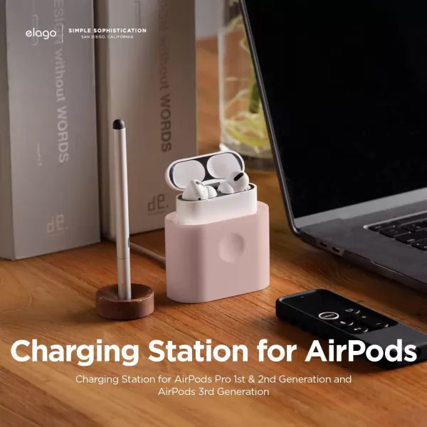 elago Stand Charging Dock Compatible with AirPods Pro 1st amp 2nd Generation AirPods 3rd Generation Durable Silicone Compatible with Authentic Apple Cables ONLY USBC to Lightning Cable BlackSand Pink