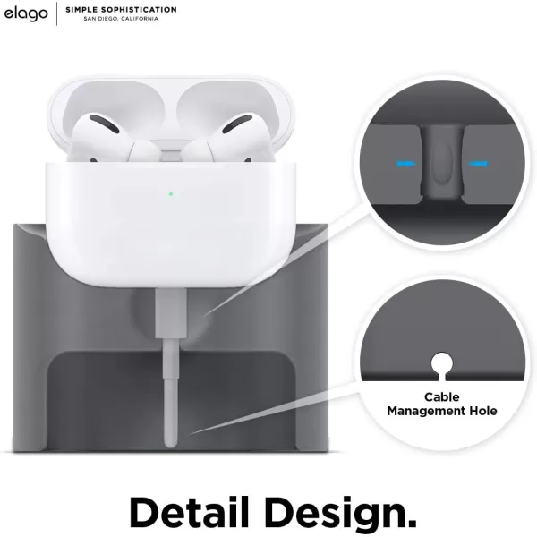 elago Stand Charging Dock Compatible with AirPods Pro 1st amp 2nd Generation AirPods 3rd Generation Durable Silicone Compatible with Authentic Apple Cables ONLY USBC to Lightning Cable BlackDark Grey