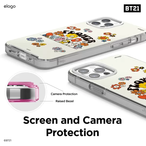 elago l BT21 Flower Hybrid Case Compatible with iPhone 12 61 inch Durable Full Body Protection Raised Lip Screen amp Camera Protection Official Merchandise Flower BouquetFlower Friends