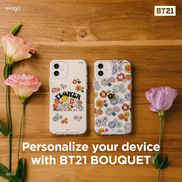 elago l BT21 Flower Hybrid Case Compatible with iPhone 12 61 inch Durable Full Body Protection Raised Lip Screen amp Camera Protection Official Merchandise Flower BouquetFlower Bouquet