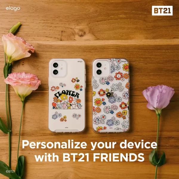 elago l BT21 Flower Hybrid Case Compatible with iPhone 12 61 inch Durable Full Body Protection Raised Lip Screen amp Camera Protection Official Merchandise Flower BouquetFlower Friends