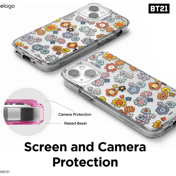 elago l BT21 Flower Hybrid Case Compatible with iPhone 13 Mini 54 inch Durable Full Body Protection Raised Lip Screen amp Camera Protection Official Merchandise Flower FriendsFlower Bouquet