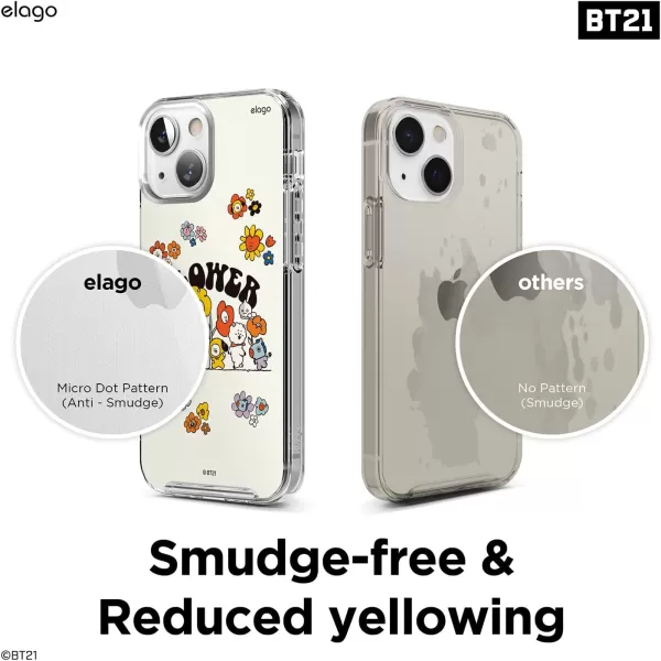 elago l BT21 Flower Hybrid Case Compatible with iPhone 13 Mini 54 inch Durable Full Body Protection Raised Lip Screen amp Camera Protection Official Merchandise Flower FriendsFlower Friends