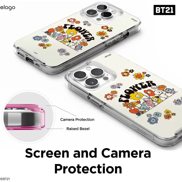 elago l BT21 Flower Hybrid Case Compatible with iPhone 13 Pro 61 inch Durable Full Body Protection Raised Lip Screen amp Camera Protection Official Merchandise Flower FriendsFlower Friends