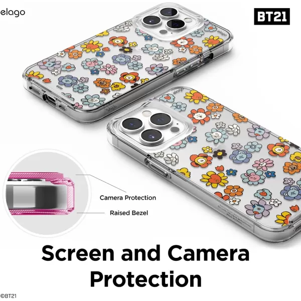 elago l BT21 Flower Hybrid Case Compatible with iPhone 13 Pro 61 inch Durable Full Body Protection Raised Lip Screen amp Camera Protection Official Merchandise Flower FriendsFlower Bouquet