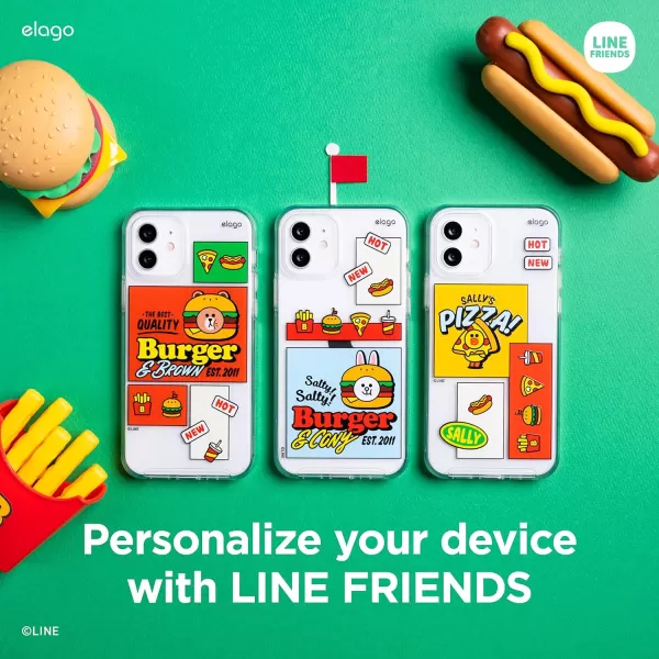 elago l LINE Friends Burger Time Hybrid Case Compatible with iPhone 12 Mini 54 Inch Full Body Protection Screen amp Camera Protection Official Merchandise SallySALLY