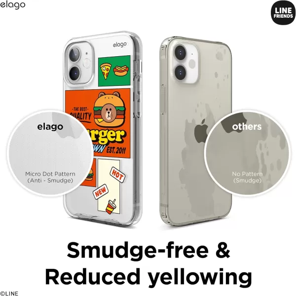 elago l LINE Friends Burger Time Hybrid Case Compatible with iPhone 12 Mini 54 Inch Full Body Protection Screen amp Camera Protection Official Merchandise SallyBROWN