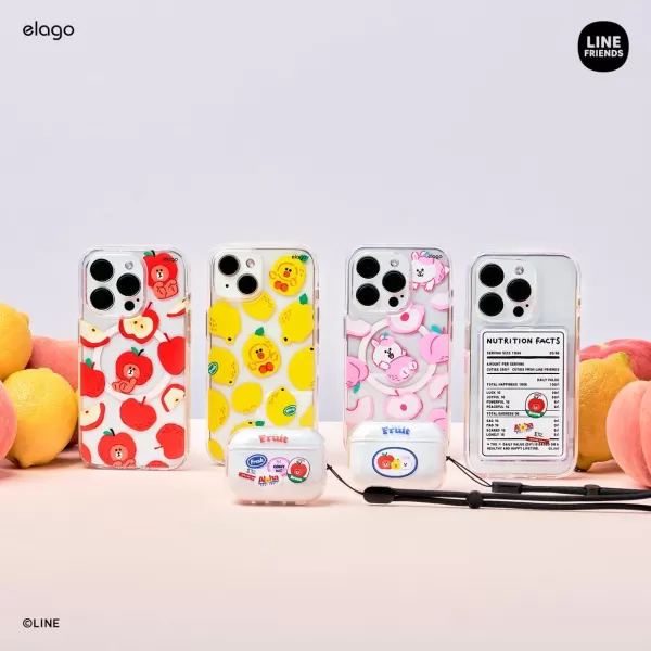 elago l LINE Friends Fruit Shop Clear Case Compatible with AirPods Pro 2 Durable Full Body Protection Reduced Yellowing Reduced smudging Official Merchandise Blue Fruitselago l LINE Friends Fruit Shop Clear Case Compatible with AirPods Pro 2 Durable Full Body Protection Reduced Yellowing Reduced smudging Official Merchandise Blue Fruits