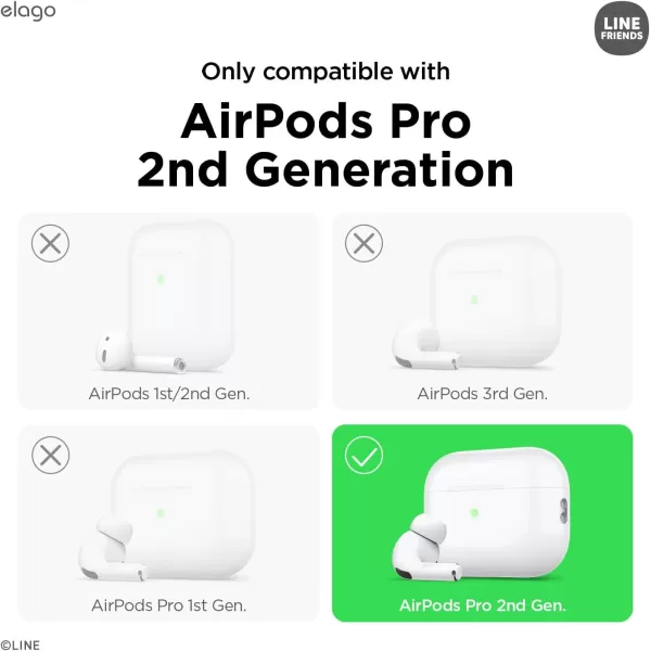 elago l LINE Friends minini Clear Case with Lanyard Compatible with AirPods Pro 2 Durable Full Body Protection Reduced Yellowing Reduced smudging Official Merchandise ConfettiConfetti