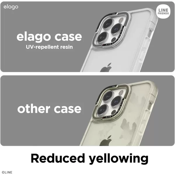 elago l LINE Friends minini iPhone Hybrid Case Compatible with iPhone 14 Pro 61 inch Durable Full Body Protection Raised Lip Screen amp Camera Protection Official Merchandise RainbowWhite