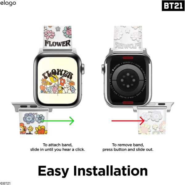 elagoBT21 FLOWER Band Compatible with Apple Watch Band 38mm 40mm 41mm 42mm 44mm 45mm 49mm compatible with iWatch Series Ultra2UltraSE9876SE54321 Soft Protective Strap Official MerchandiseFLOWER BOUQUET 38mm40mm41mm