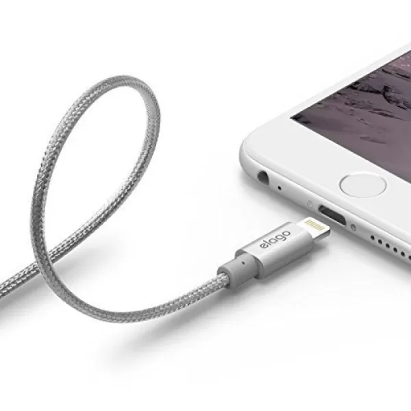 elago Apple MFI Certified Aluminum Lightning Cable for Sync amp Charge iPhone SE iPhone 66s iPhone 66s Plus iPhone 55s iPad iPad Mini Aluminum SilverSilver