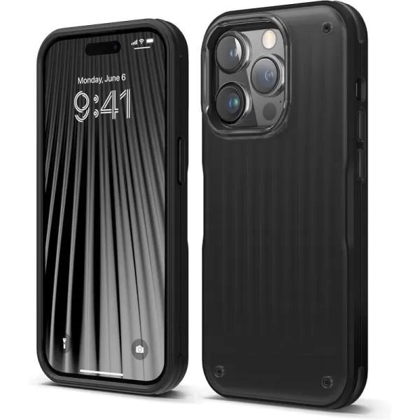 elago Buckler Compatible with iPhone 14 Pro Case 61 Inch  US Military Grade Drop Protection HeavyDuty Protective Case Carbon Fiber Texture Tough Rugged Design Shockproof Bumper Cover BlackBlack