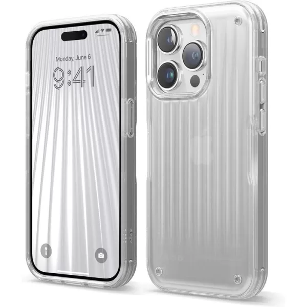 elago Buckler Compatible with iPhone 14 Pro Case 61 Inch  US Military Grade Drop Protection HeavyDuty Protective Case Carbon Fiber Texture Tough Rugged Design Shockproof Bumper Cover BlackFrosted Clear