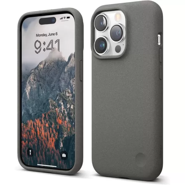 elago Compatible with iPhone 14 Pro Case Pebble Case Full Body Protective Cover Shockproof Special Pebble Coated Slim AntiScratch 61 inch Dark GreyCity Grey