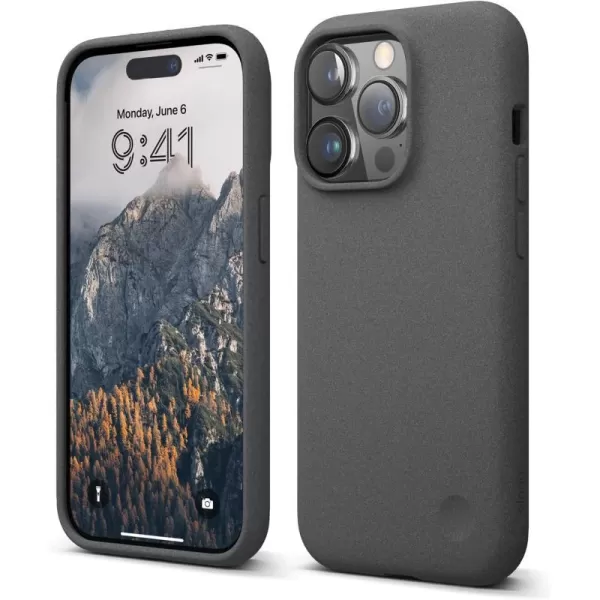 elago Compatible with iPhone 14 Pro Case Pebble Case Full Body Protective Cover Shockproof Special Pebble Coated Slim AntiScratch 61 inch Dark GreyDark Grey