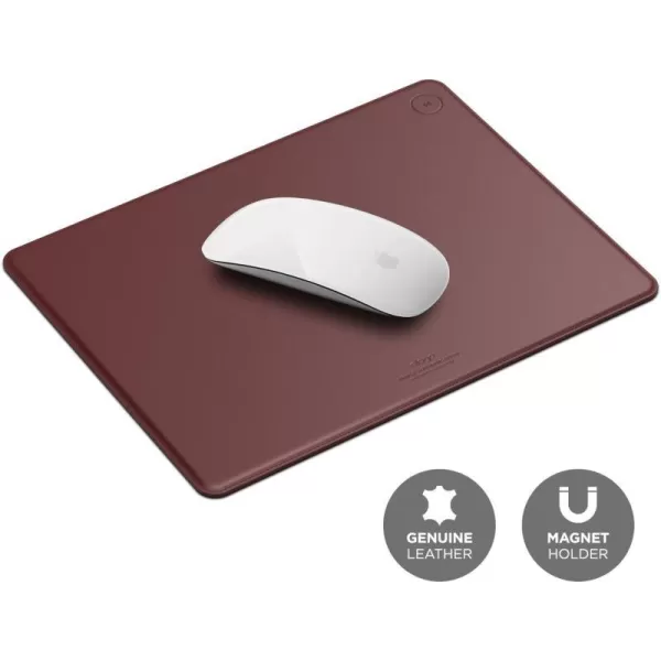 elago Genuine Leather Mouse Pad with Magnetic Cable Management for Computers amp Laptops BurgundyBurgundy