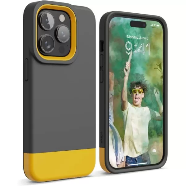 elago Glide Armor Case Designed for iPhone 14 Pro Case Drop Protection Shockproof Protective TPU Cover Upgraded Shockproof Mix and Match Parts Enhanced Camera Guard ClearLovely PinkDark GrayYellow