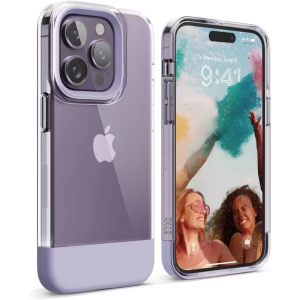 elago Glide Armor Case Designed for iPhone 14 Pro Case Drop Protection Shockproof Protective TPU Cover Upgraded Shockproof Mix and Match Parts Enhanced Camera Guard ClearLovely PinkClearPurple