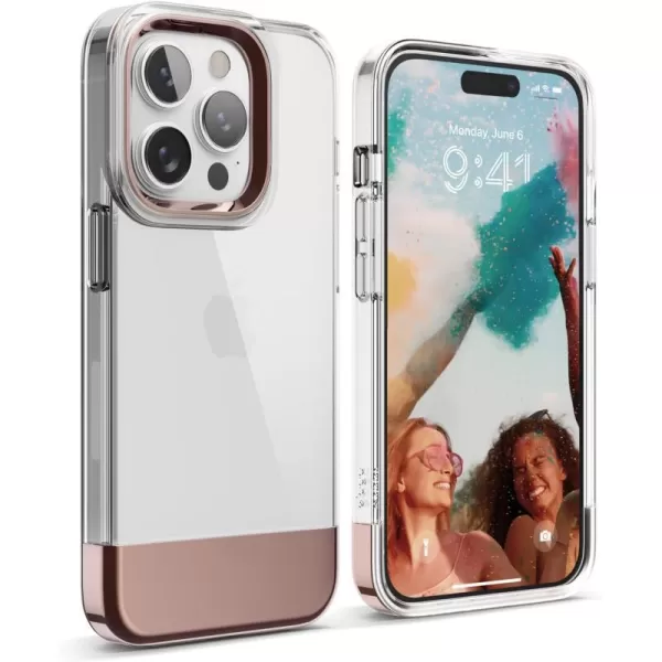 elago Glide Armor Case Designed for iPhone 14 Pro Case Drop Protection Shockproof Protective TPU Cover Upgraded Shockproof Mix and Match Parts Enhanced Camera Guard ClearLovely PinkClearRose Gold