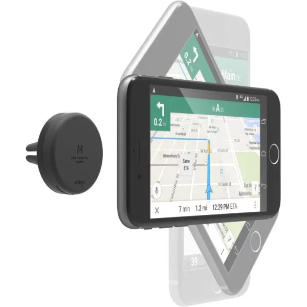 elago Magnetic Car Mount Black  FrustrationFree InstallCompatible with Most Air Vents2 Large Plates Included  for All SmartphonesBlack