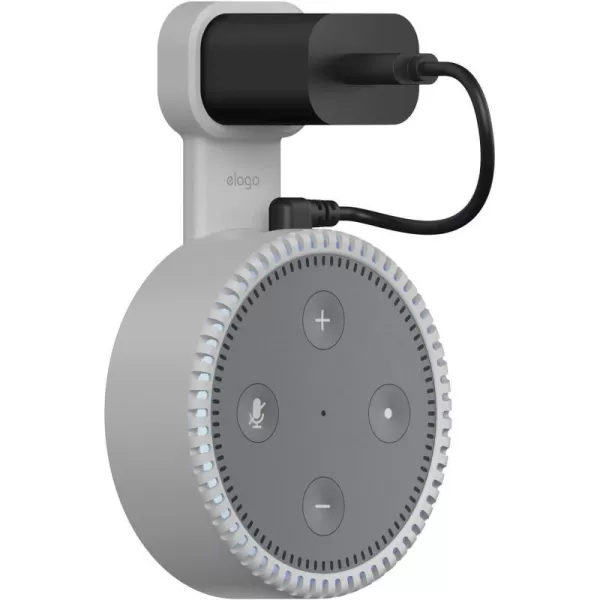 elago Outlet Wall Mount Compatible with Echo Dot 2nd Generation Light Grey  Short Cable IncludedAll Around ProtectionSpecial CoatingSpace Savingelago Outlet Wall Mount Compatible with Echo Dot 2nd Generation Light Grey  Short Cable IncludedAll Around ProtectionSpecial CoatingSpace Saving