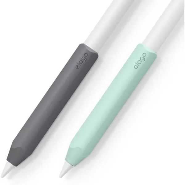 elago Pencil Grip 2 Pack Silicone Holder Sleeve Compatible with Apple Pencil 1st amp 2nd Generation and Apple Pencil USBC Compatible with Double Tap Black amp WhiteDark GreyGreen