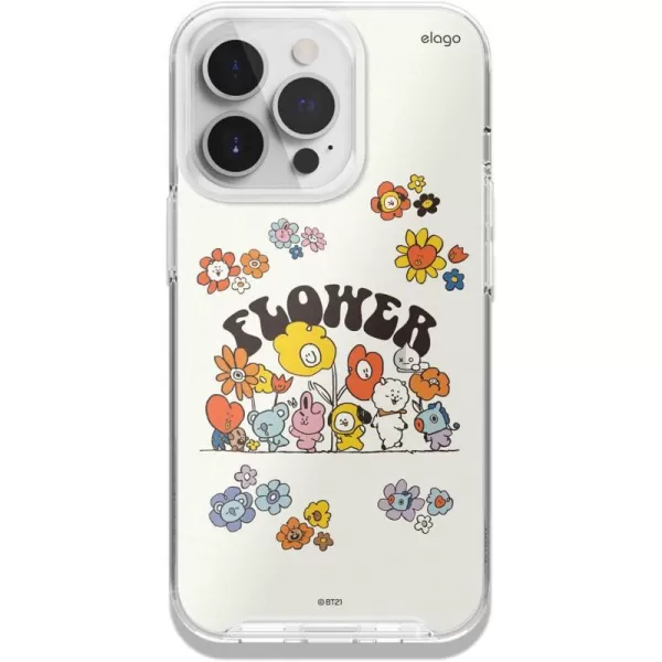 elago l BT21 Flower Hybrid Case Compatible with iPhone 13 Pro 61 inch Durable Full Body Protection Raised Lip Screen amp Camera Protection Official Merchandise Flower FriendsFlower Friends