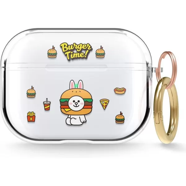 elago l LINE Friends Burger Time Clear Case Compatible with AirPods Pro Durable Full Body Protection Reduced Yellowing Reduced smudging Official Merchandise AllCONY