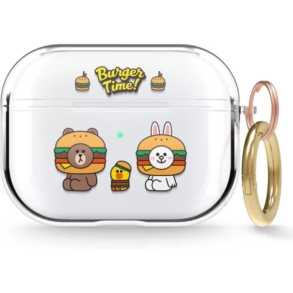 elago l LINE Friends Burger Time Clear Case Compatible with AirPods Pro Durable Full Body Protection Reduced Yellowing Reduced smudging Official Merchandise AllALL