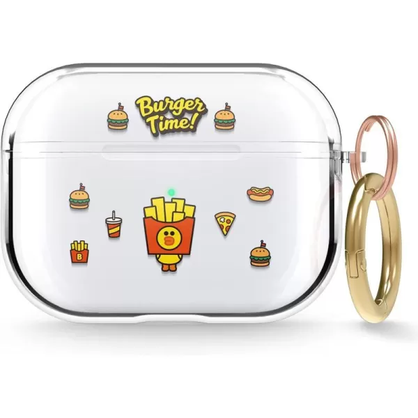 elago l LINE Friends Burger Time Clear Case Compatible with AirPods Pro Durable Full Body Protection Reduced Yellowing Reduced smudging Official Merchandise AllSALLY