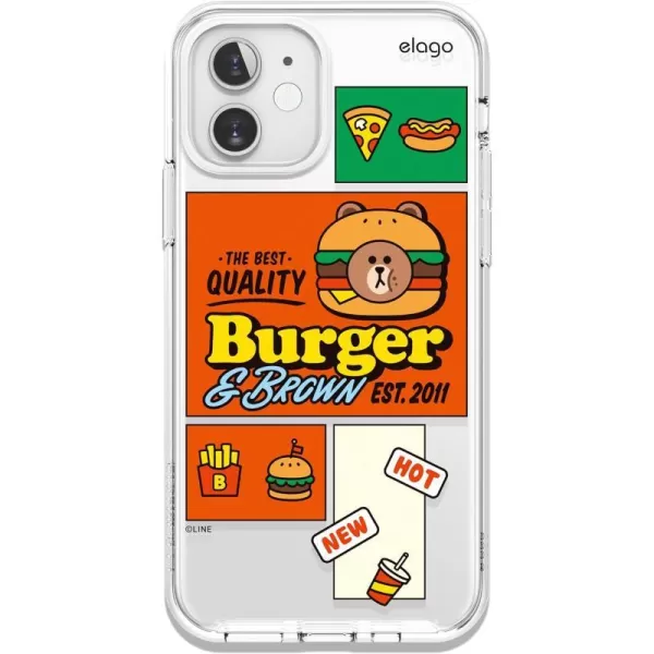 elago l LINE Friends Burger Time Hybrid Case Compatible with iPhone 12 Mini 54 Inch Full Body Protection Screen amp Camera Protection Official Merchandise SallyBROWN