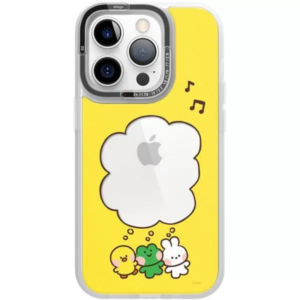 elago l LINE Friends minini iPhone Hybrid Case Compatible with iPhone 14 Pro 61 inch Durable Full Body Protection Raised Lip Screen amp Camera Protection Official Merchandise RainbowYellow