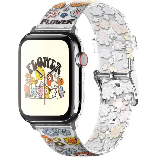 elagoBT21 FLOWER Band Compatible with Apple Watch Band 38mm 40mm 41mm 42mm 44mm 45mm 49mm compatible with iWatch Series Ultra2UltraSE9876SE54321 Soft Protective Strap Official MerchandiseFLOWER BOUQUET 38mm40mm41mm