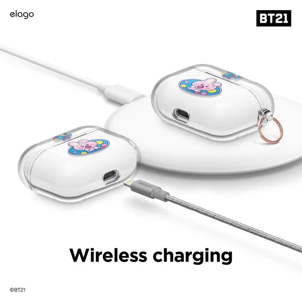 elago BT21 Case Compatible with Apple AirPods Pro Case Clear Case with Keychain Reduce Yellowing and Smudging Supports Wireless Charging Official Merchandise KOYACOOKY