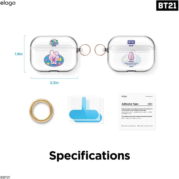 elago BT21 Case Compatible with Apple AirPods Pro Case Clear Case with Keychain Reduce Yellowing and Smudging Supports Wireless Charging Official Merchandise KOYACOOKY