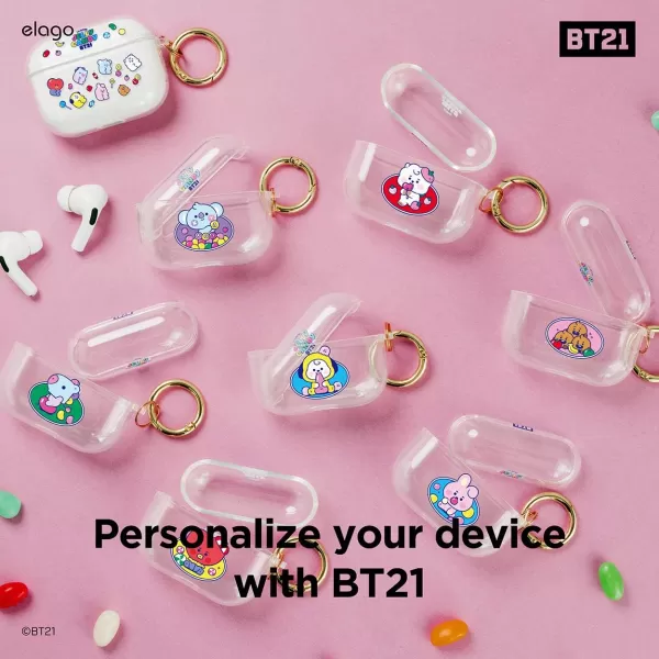 elago BT21 Case Compatible with Apple AirPods Pro Case Clear Case with Keychain Reduce Yellowing and Smudging Supports Wireless Charging Official Merchandise KOYAKOYA