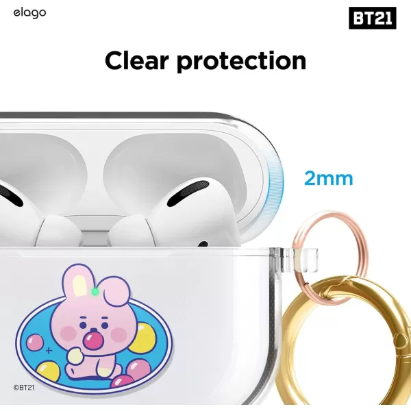 elago BT21 Case Compatible with Apple AirPods Pro Case Clear Case with Keychain Reduce Yellowing and Smudging Supports Wireless Charging Official Merchandise KOYACOOKY