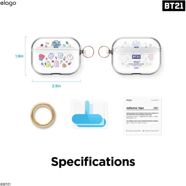 elago BT21 Case Compatible with Apple AirPods Pro Case Clear Case with Keychain Reduce Yellowing and Smudging Supports Wireless Charging Official Merchandise KOYA7FLAVORS