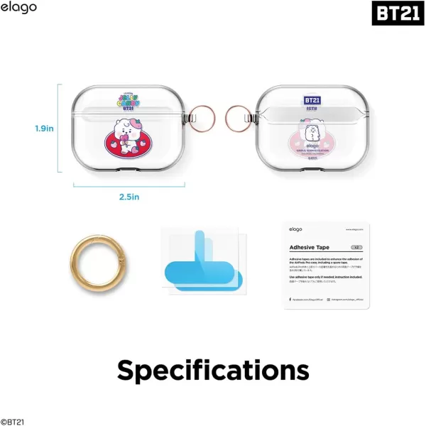 elago BT21 Case Compatible with Apple AirPods Pro Case Clear Case with Keychain Reduce Yellowing and Smudging Supports Wireless Charging Official Merchandise KOYARJ