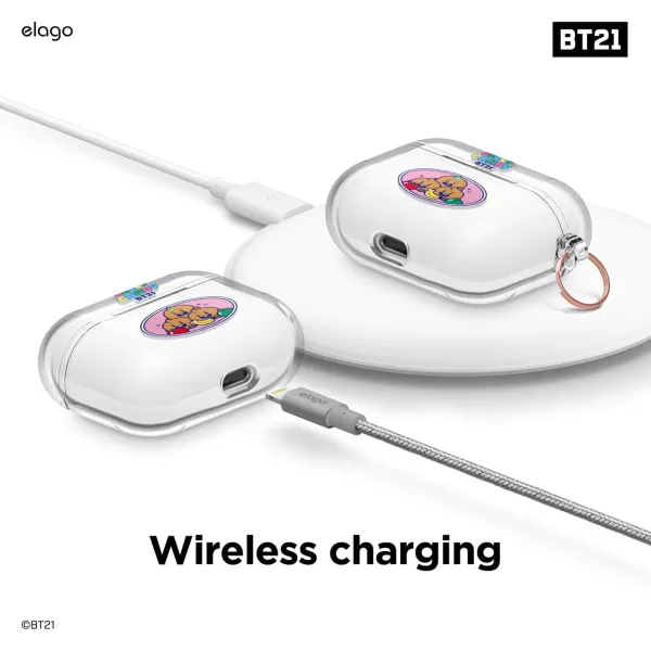 elago BT21 Case Compatible with Apple AirPods Pro Case Clear Case with Keychain Reduce Yellowing and Smudging Supports Wireless Charging Official Merchandise KOYASHOOKY