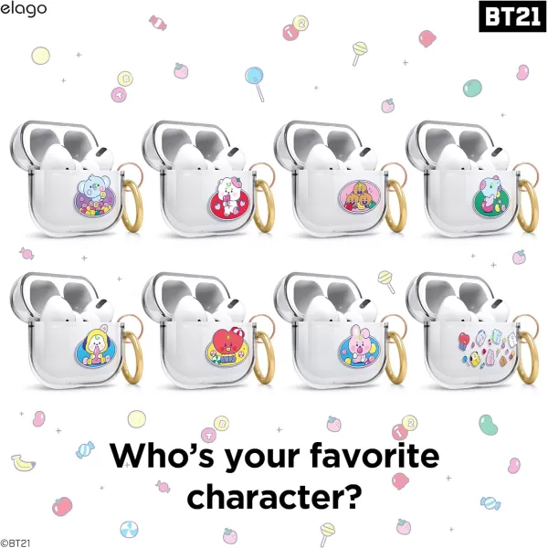 elago BT21 Case Compatible with Apple AirPods Pro Case Clear Case with Keychain Reduce Yellowing and Smudging Supports Wireless Charging Official Merchandise KOYAMANG