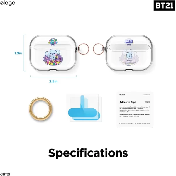 elago BT21 Case Compatible with Apple AirPods Pro Case Clear Case with Keychain Reduce Yellowing and Smudging Supports Wireless Charging Official Merchandise KOYAKOYA